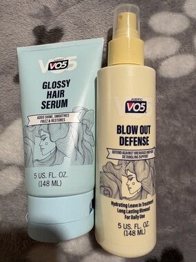 Glossy Hair Serum & Blow Out Defense Treatment Duo - Blue & Cream